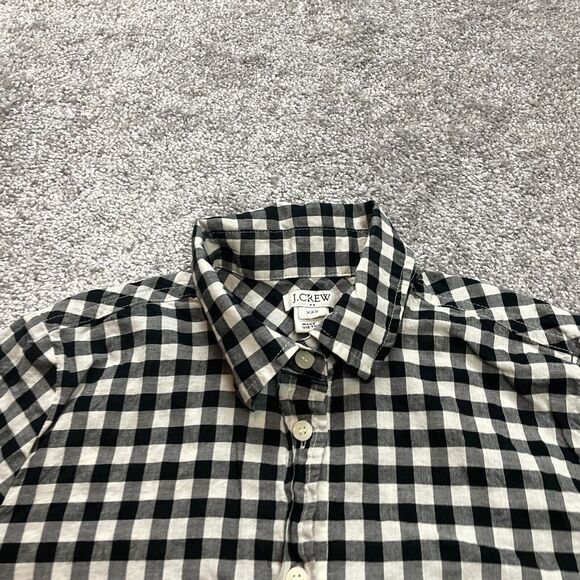 J.Crew Button Up Blouse Shirt Womens XXS Black White Plaid Long Sleeve Collared - Picture 3 of 10